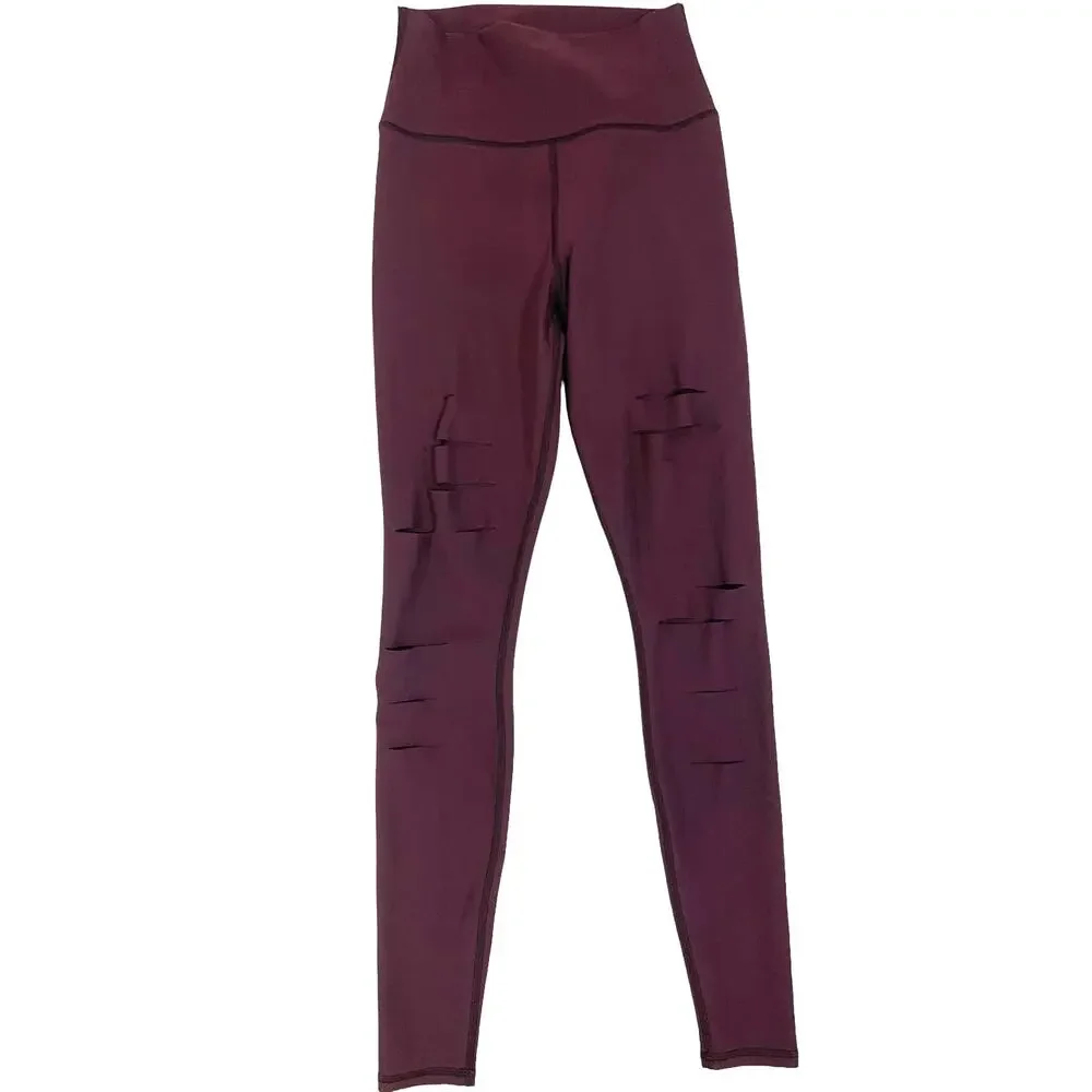 ALO High-Waist Ripped Warrior Laser Cutout Leggings in 